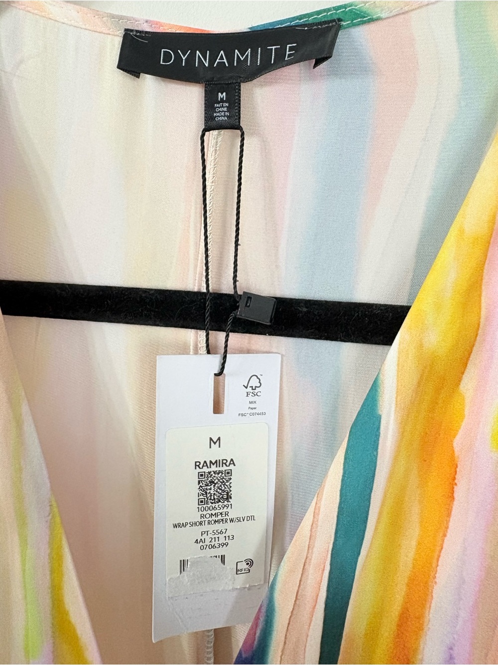 NWT DYNAMITE Watercolor Striped Satin Romper Sz M Vacation Summer Date Night - Picture 3 of 6
